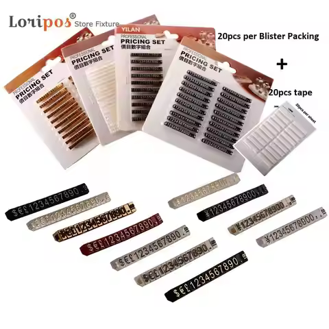 Jewelry Number Price Tag Set Store Display Plastic Dollar Euro Pound Retail Shop Clothes Phone Lapto