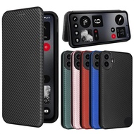 For Nothing CMF Phone 1 Carbon Fiber Flip Leather Case For Nothing CMF Phone1 Business Magnetic Wall
