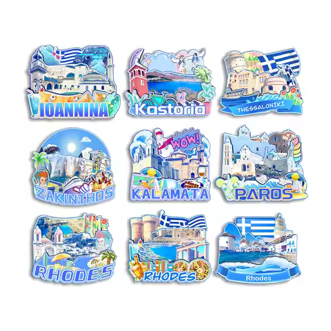 Rhodes Paros Zakinthos Thessaloniki Kastoria Ioannina Kalamata GREECE Fridge Magnet Travel Souvenir 