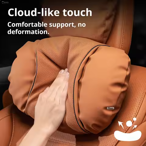 Car Headrest Soft Leather Neck Support Car Neck Pillow Travel Rest Pillows For Porsche Taycan 4S Tay