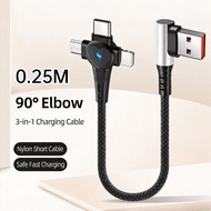 GUUGEI 3 in1 Short Charging Cable USB/Type C To Micro USB/Type C/iOS 25cm Charging Cable
