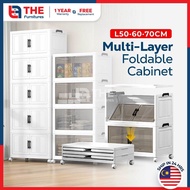 【𝗦𝗵𝗶𝗽𝗽𝗶𝗻𝗴 𝗣𝗿𝗼𝗺𝗼】THE L50-70cm (1-5 Layers) 2 Doors Foldable Stackable Storage Cabinet Box With Roller