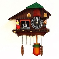 New European-Style Idyllic Black Forest Cuckoo Gengu Clock Doll Dancing Wall Clock Mute Clock