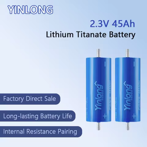 Yinlong 66160 LTO Battery Cell 2.3V 45Ah -60°C Low Temp Fast Charge 25000 Cycles Lifespan for EV Sol