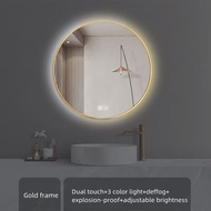Bathroom Mirror Circular Intelligent Illuminated Bathroom Mirror Dimmable Makeup Mirror Shower Defog