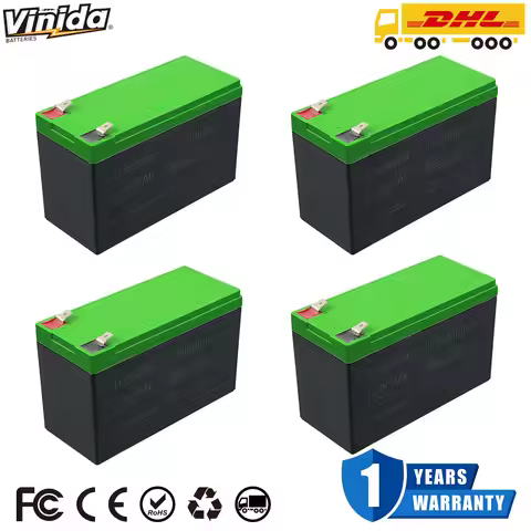 VINIDA 1/2/4Pack 12V 7Ah Lithium Ion LiFePO4 Deep Cycle Battery 2000+ Cycles Rechargeable Battery fo