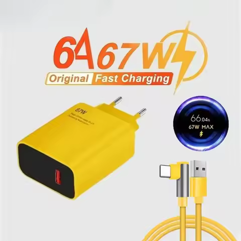 67W USB Charger Fast Charging Phone Charger Adapter 6A USB Type C Cable For iPhone Samsung Xiaomi EU