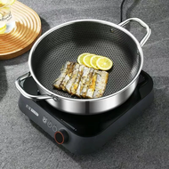 410 Stainless Steel Soup Pot Wok Frying Pan Honeycomb Non-stick Pan with Lid Home Hot Pan Induction 