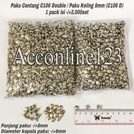 C106 Double Check Nails (reversible) 8mm Rivet Nails (C106 D) Silver (1 pack contains -/ +2,000 sets