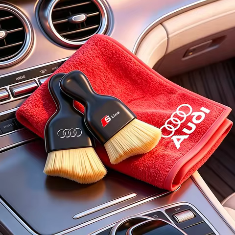 Audi Car Suede Towel Rag Cleaning Soft Brush Cleaner Tools Tire Valve For Audi Sline A3 A4 A5 A6 A7 