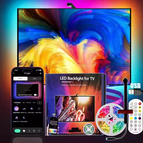 Ambilight For Tv 5V Usb Rgbic Smart Led Television Synchronized Strip Lights Tape For Tv 3.8M 5M App