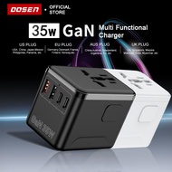 DOSEN Portable strap Universal Adapter Travel International 35W USB C Adapter Fast Charger QC 3.0 Ch