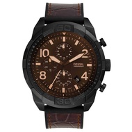 [Powermatic] Fossil FS5713 Bronson Chronograph Black Dial Brown Croco Leather Men'S Watch