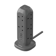 MOMAX ONEPLUG 11-Outlet Power Strip With USB (Grey)