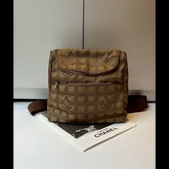 Chanel 軍綠緹花布斜背/後背包