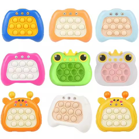 Pop Light Fidget Game Quick Push Bubble Game Handle Toys Boys & Girls Anti-Stress Toys with LED Game