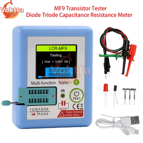 MF9 Transistor Tester Diode Triode Capacitance Resistance Meter 1.8inch LCR ESR Meter NPN PNP MOSFET