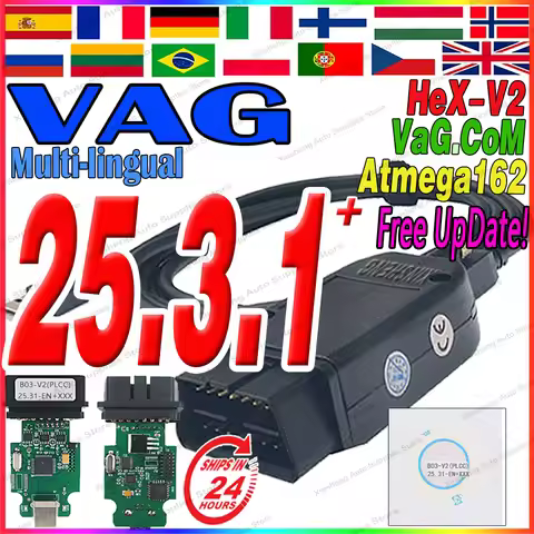 2025 Newest VCD'S V25.3 VAG'C0M V24.7 VAG C0m Popular Francais Hex Atmega162 V2 FOR V-W AU-DI Sko-da
