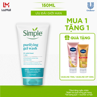 Sữa rửa mặt Simple giúp kiềm dầu ngừa mụn cho da mụn nhạy cảm & không chứa xà phòng 150ml [CHÍNH HÃN