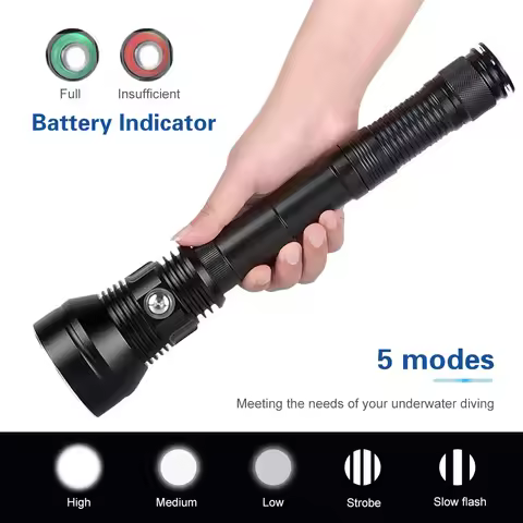 Asafee Diving Flashlight Dive Lamp Waterproof Scuba Torch Light Underwater Deep Lantern Canister Oli