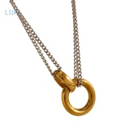 LIDU1 Layer Necklace Double Chain Pendant Necklace Elegant Statement Jewellery