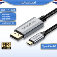 Idigital สาย Type C to DP 1.4 Cable USB C to Display Port 8K/60Hz 4K/120Hz 1080P/240Hz 1m-5m For คอม