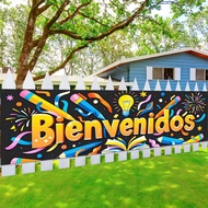 1pc (17*78 Inch/45*200 Cm), Made Of Polyester, Spanish Back To School Theme Hanging Banner, 2D Decor