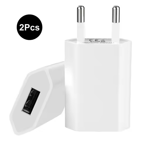 2Pcs 5V 1A USB Cable Wall Travel Charger Power Adapter USB C Cable EU Plug For iPhone 14 13 12 Mini 