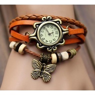 Vintage Butterfly Bracelet Watch Leather Fashion Lady quartz watch