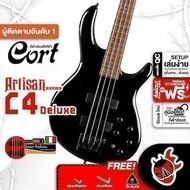 Express Delivery In Bangkok.&Pri Cort C4 Black C4 Deluxe Artisan Series Electric Bass Guitar With Se