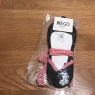 日本WEGO 隱形襪 格子緞帶 綁帶襪 娃娃鞋 可愛 日系 女生短襪 #2020春夏