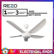 REZO 42'' 5 Blades Ceiling Fan AX42 5 speeds with Remote Control  Matt Black / Matt White Kipas Siling