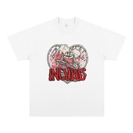 Love Heart Skull Character I Wish You Here Couple Style Commemorative Short-Sleeved T-Shirt Pure Cot