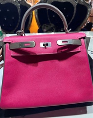 Hermes Kelly 28 Etoupe Pink Epsom Bag 愛馬仕 凱麗 28 大象灰拼粉色 ep皮 袋 包