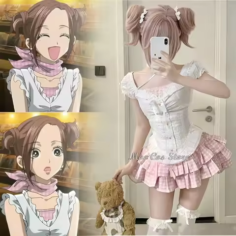 Anime Nana Komatsu Cosplay Dating Suit Pink Skirt Top Jirai kei NANA Cosplay Costume Wig Vintage Ret