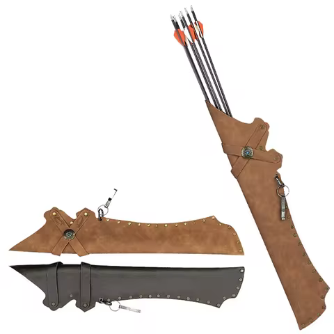 PU Leather Portable Arrow Quiver Belt Arrow Bag Arrow Holder for Archery Hunting Shooting