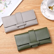 Korean Version Solid Color Drawstring Ladies Wallet Fashion Buckle Student Long Coin Purse Clutch Ba
