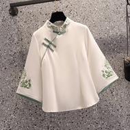 ชุดพิธีชาจีนแบบดั้งเดิมสําหรับผู้หญิง Minyo Qipao Top สําหรับศูนย์สุขภาพจีนและครู Tai Chi