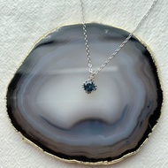 倫敦藍托帕石925純銀簡約風格項鍊