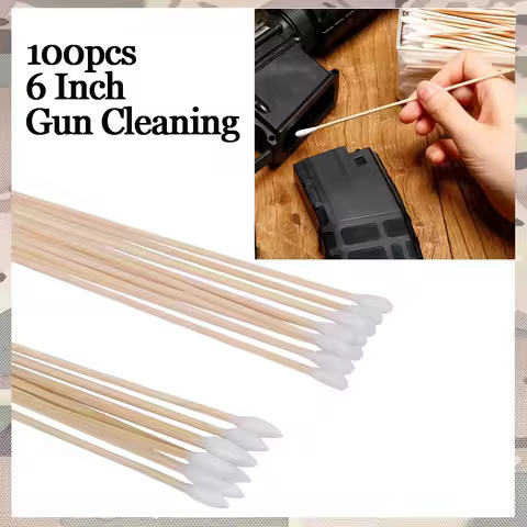 Tactical 100pcs 6 Inch Long Gun Cleaning Cotton Swabs Pistol Cleaning Kit Mat for AR15 M4A1 AK74 AK4