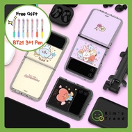 [BT21 Official] Line Friends BTS BT21 Baby Sketch Samsung Galaxy Z Flip 4 Clear Reinforcement Phone Case (Cooky, Tata, Chimmy, Koya, Mang, Shooky, RJ) KPOP Merch