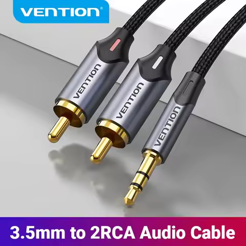 Vention RCA Cable 1.5m 2m 3.5mm to 2RCA Splitter RCA Jack 3.5 Cable Audio Cable for Smartphone Ampli