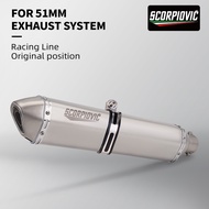Universal 51MM Motorcycle Stainless steel Akrapovic Exhaust Pipe for ninja400 R3 Z900 S1000RR MT-07 