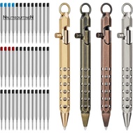 4-Pack Bolt Action Pen Set Hexagonal Solid Brass Pocket Pen with 40 Ballpoint Refills