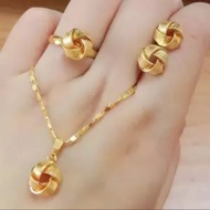 Bangkok gold 3in1 necklace earrings pendant ring size adjustable Hindi Real Gold