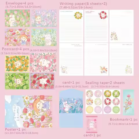 Flower Sea Melody Series Hot Stamped Envelope Letter Set, High Beauty with Sealing Stickers and Book