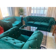 Sofa Chesterfield 3+2+1 murahSofa 321 Set | Sofa Ruang Tamu Modern | 3 Seater 2 Seater 1 Seater |Cus