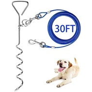Dog Leash Anti-Rust Spiral Pile, 30 Feet External Belt and Chain, Suitable for Camping and Courtyard