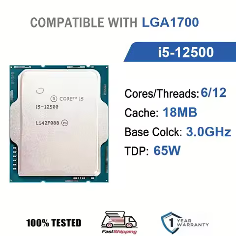 Intel Core i5-12500 6Core 12Thread 3.0GHz 65W 18MB Cache 10nm Alder Lake DDR4-3200/DDR5-4800 MHz SRK