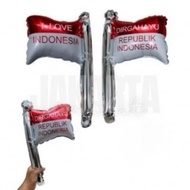 MERAH Red and White Flag Stick Balloons Flag Stick Balloon/s